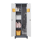 Armoire de rangement haute en acier avec porte verrouillable et tringle – Gris / Gris+Blanc, Anti-rouille, Ventilée