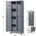 Armoire de rangement haute en acier avec porte verrouillable et tringle – Gris / Gris+Blanc, Anti-rouille, Ventilée