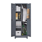 Armoire de rangement haute en acier avec porte verrouillable et tringle – Gris / Gris+Blanc, Anti-rouille, Ventilée