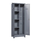 Armoire de rangement haute en acier avec porte verrouillable et tringle – Gris / Gris+Blanc, Anti-rouille, Ventilée