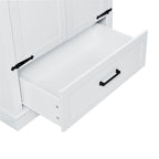 Armoire de rangement haute avec 2 portes et 1 tiroir – Blanc, MDF, Étagères réglables
