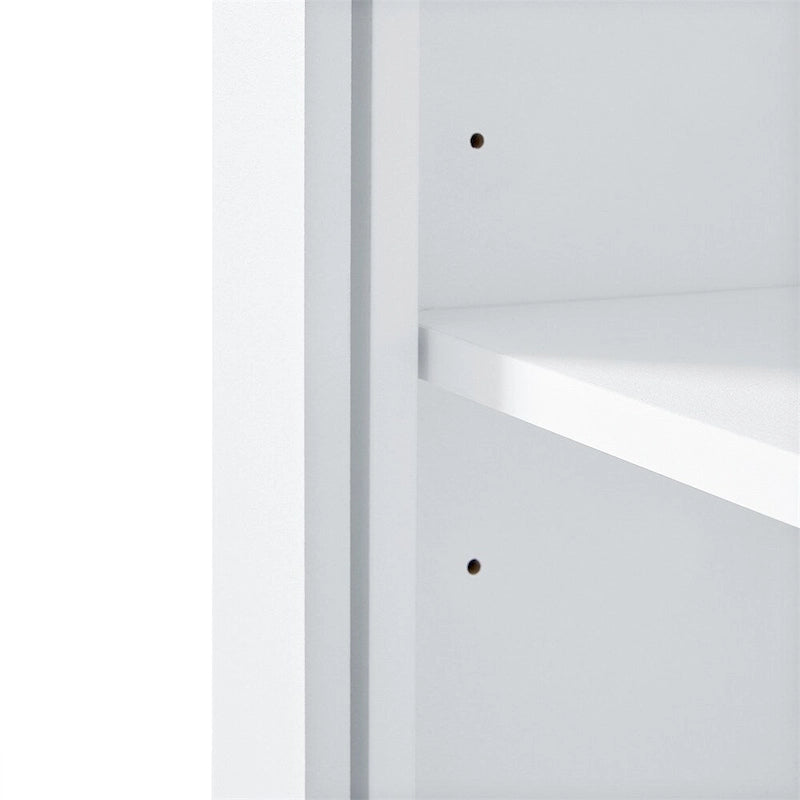 Armoire de rangement haute avec 2 portes et 1 tiroir – Blanc, MDF, Étagères réglables