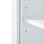 Armoire de rangement haute avec 2 portes et 1 tiroir – Blanc, MDF, Étagères réglables