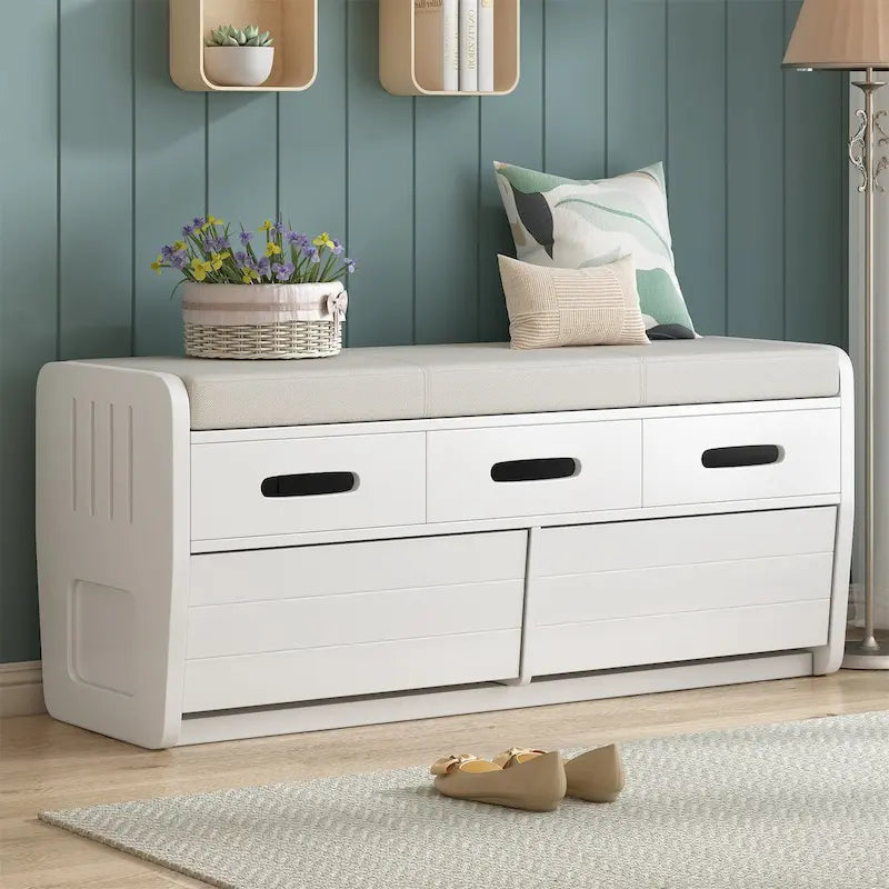 Banc de rangement rustique avec 2 tiroirs
