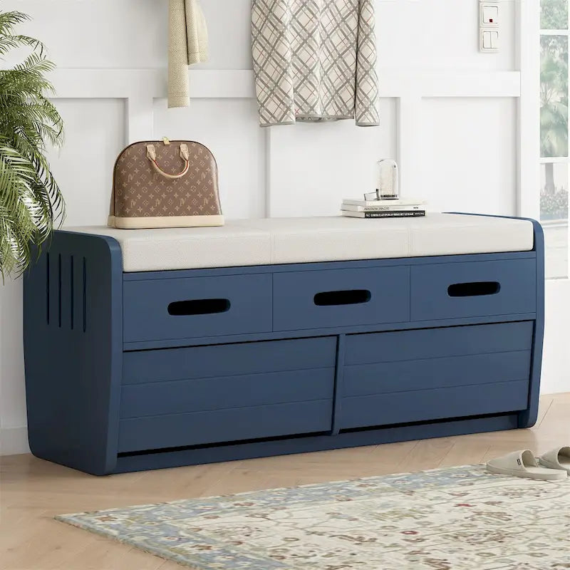 Banc de rangement rustique avec 2 tiroirs