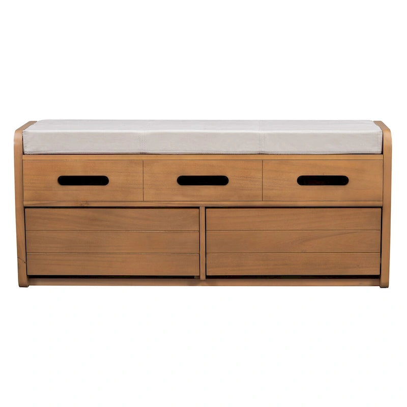 Banc de rangement rustique avec 2 tiroirs