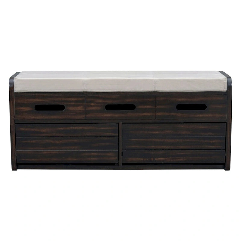 Banc de rangement rustique avec 2 tiroirs